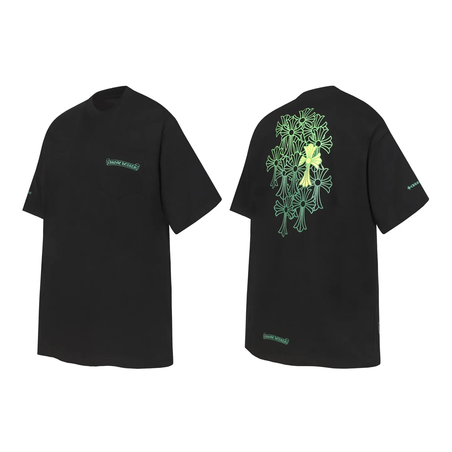 P160 Chrome Hearts CH Chrome Hearts Color Overlay Cross Print Short Sleeve T-shirt Uses direct injection imported machine printing. Hardware and accessories are all milled and customized. Correct configuration. Black 2025 Chrome Hearts ZP packaging. 260 grams of custom dyed double yarn cotton. Large version. Loose and stylish. Different from lower versions, slim and long version with upper body and hip stretch. 100% commitment: top quality. Not fast food. Highest version on the market. Top quality - different from ordinary versions on the market. If you care about quality, you should also respect the price. Absolutely 0 after-sales service and 0 return rate so far. It’s hard not to love the style - 260g double yarn cotton custom dyed fabric - Correct high-density main mark, washed tag, hand-sewn